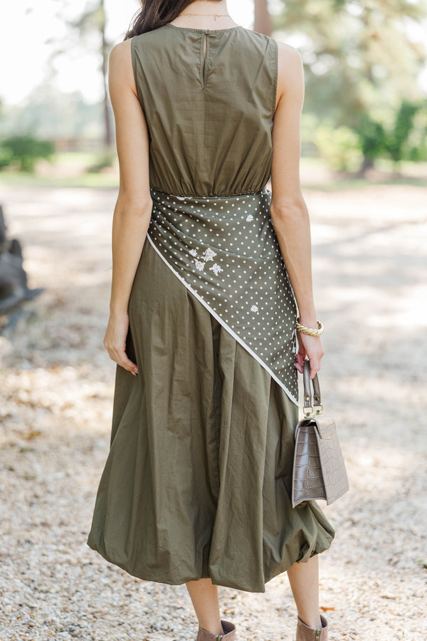 A Beautiful Place Olive Midi Dress