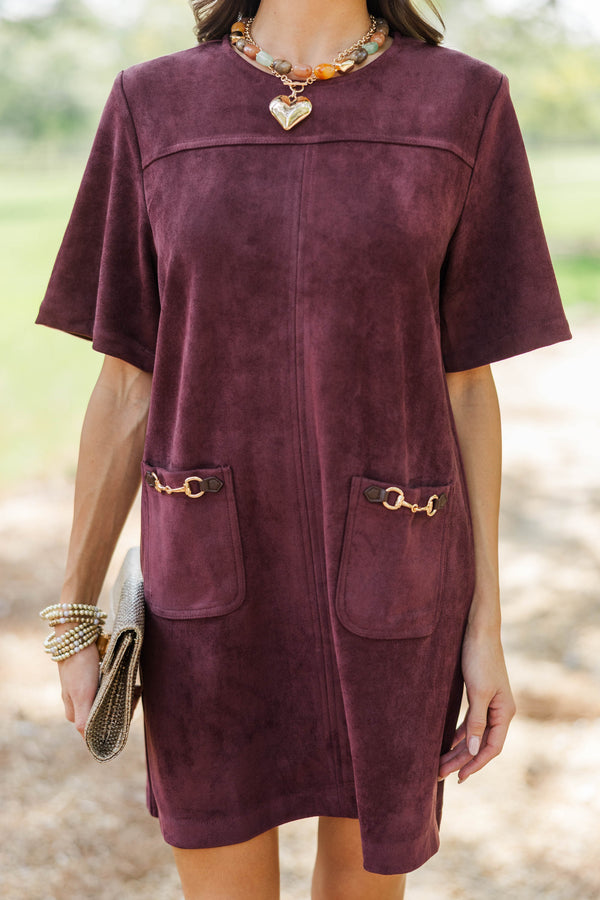 Beautifully Collected Burgundy Suede Shift Dress