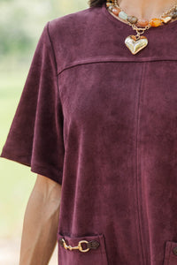 Beautifully Collected Burgundy Suede Shift Dress