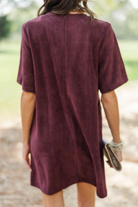 Beautifully Collected Burgundy Suede Shift Dress