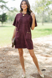 Beautifully Collected Burgundy Suede Shift Dress