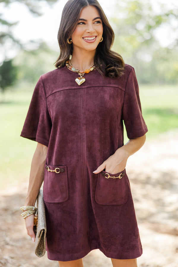 Beautifully Collected Burgundy Suede Shift Dress