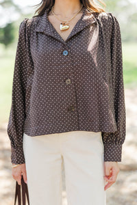Everyday Luxury Brown Polka Dot Jacket