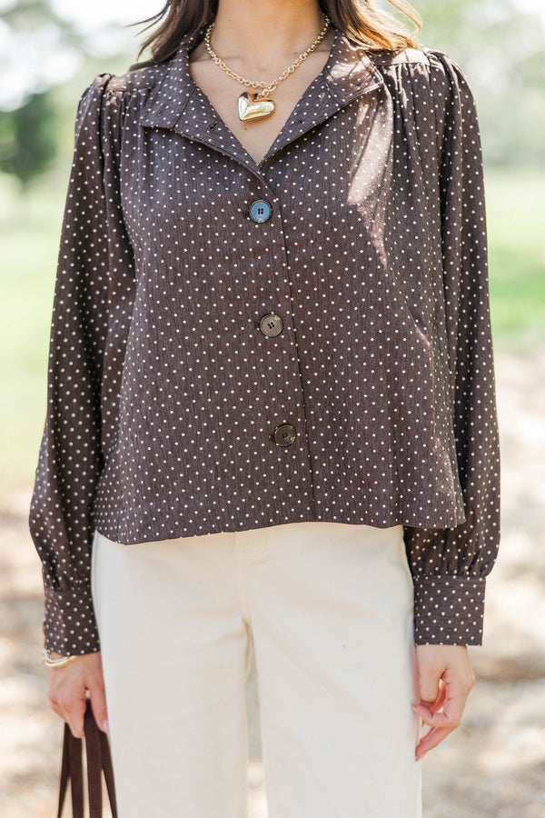 Everyday Luxury Brown Polka Dot Jacket