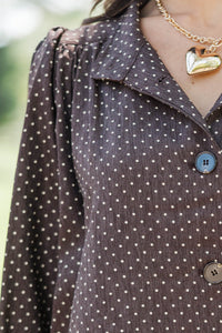 Everyday Luxury Brown Polka Dot Jacket