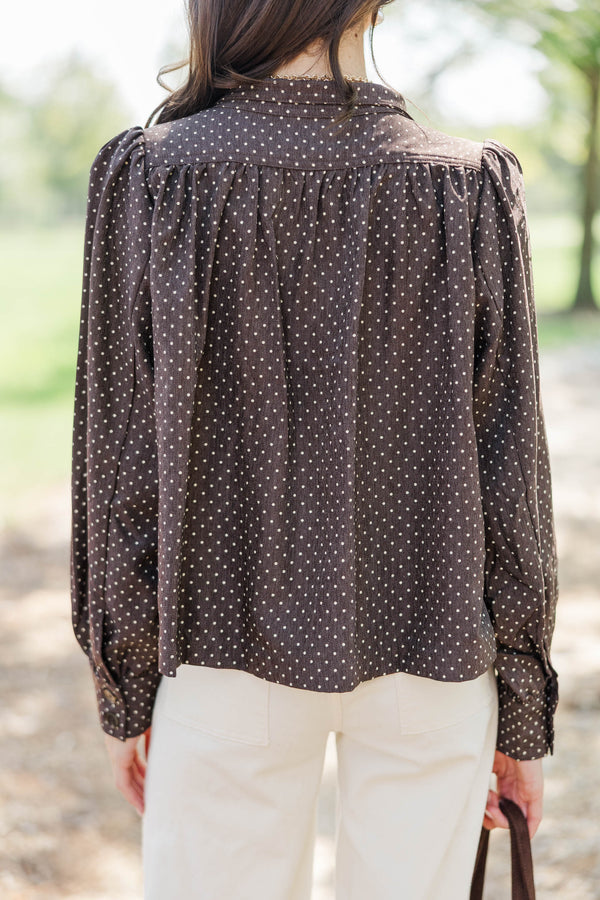 Everyday Luxury Brown Polka Dot Jacket