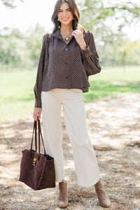 Everyday Luxury Brown Polka Dot Jacket