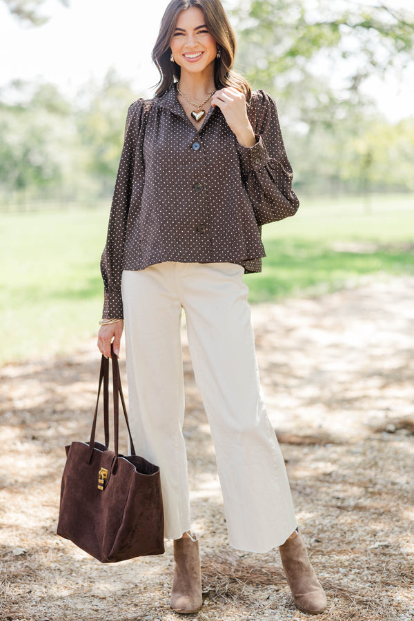 Everyday Luxury Brown Polka Dot Jacket