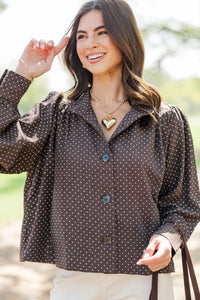 Everyday Luxury Brown Polka Dot Jacket