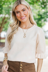 Gathered With Love White Ruffle Sweater