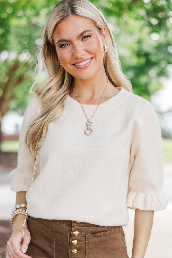 Gathered With Love White Ruffle Sweater