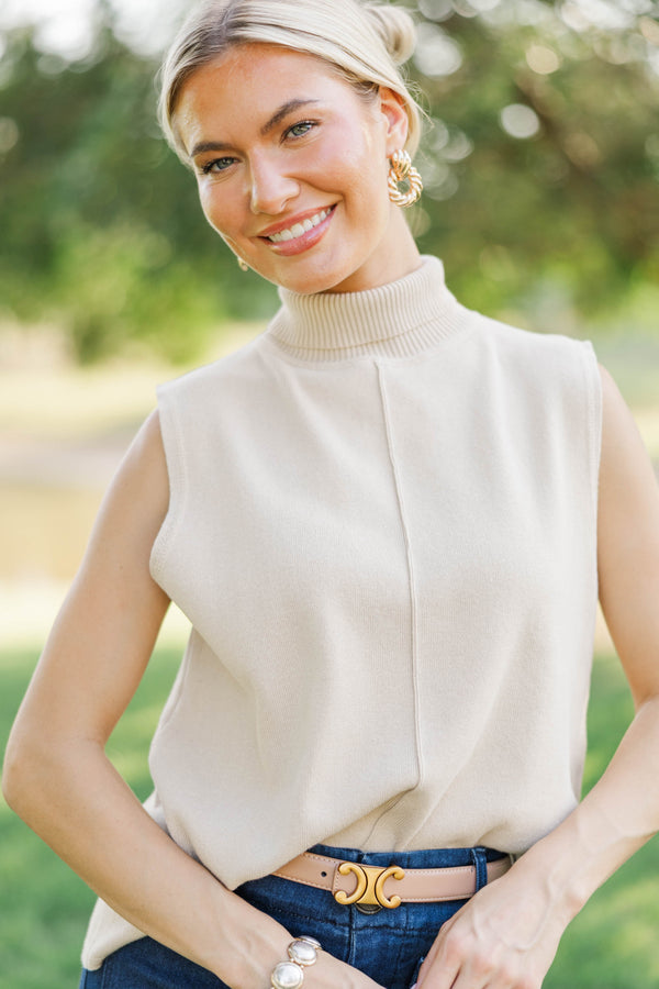 It's A Good One Cream Sleeveless Sweater