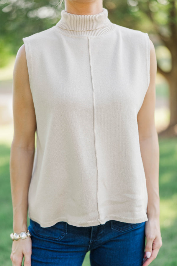 It's A Good One Cream Sleeveless Sweater