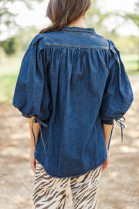 Hidden Haven Blue Denim Blouse