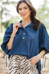 Hidden Haven Blue Denim Blouse