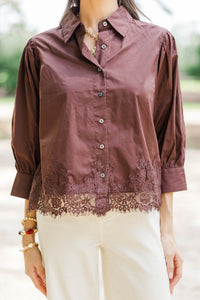 Good Find Brown Lace Blouse