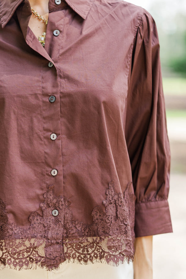 Good Find Brown Lace Blouse