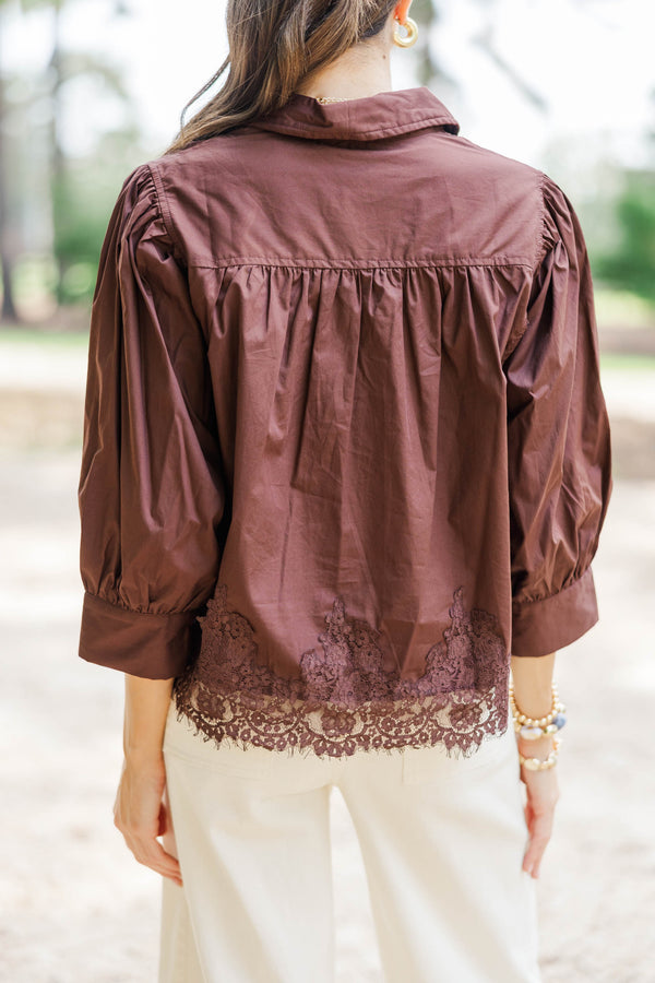 Good Find Brown Lace Blouse