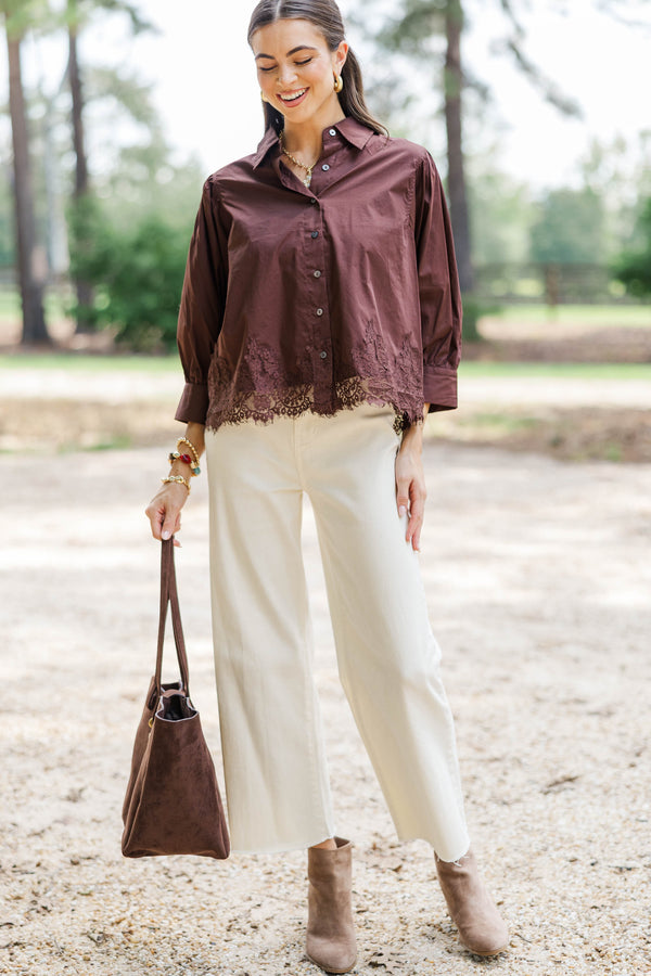 Good Find Brown Lace Blouse