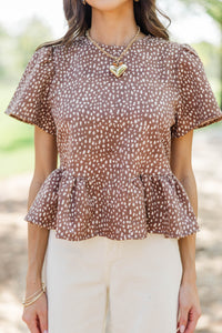 Worth Collecting Brown Spotted Blouse