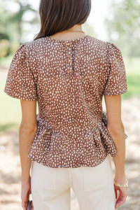 Worth Collecting Brown Spotted Blouse