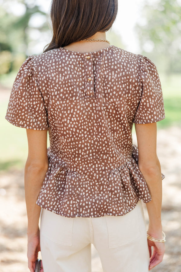 Worth Collecting Brown Spotted Blouse