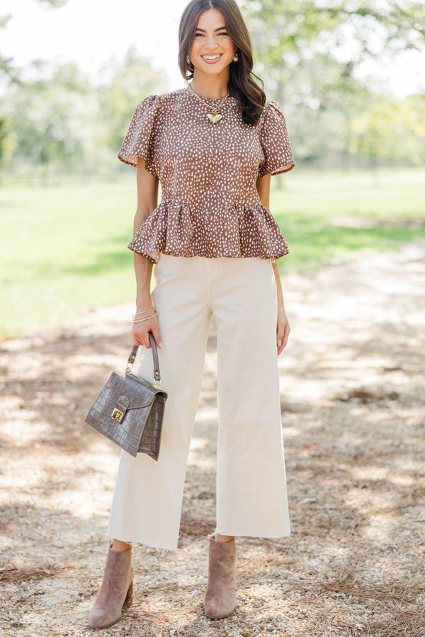 Worth Collecting Brown Spotted Blouse