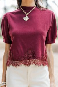 Love This More Burgundy Lace Sweater