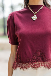 Love This More Burgundy Lace Sweater