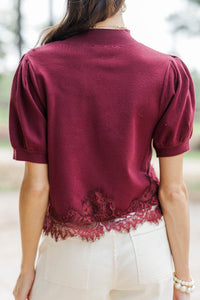 Love This More Burgundy Lace Sweater