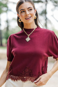 Love This More Burgundy Lace Sweater