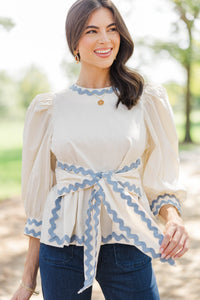 Little By Little Cream Ric Rac Blouse