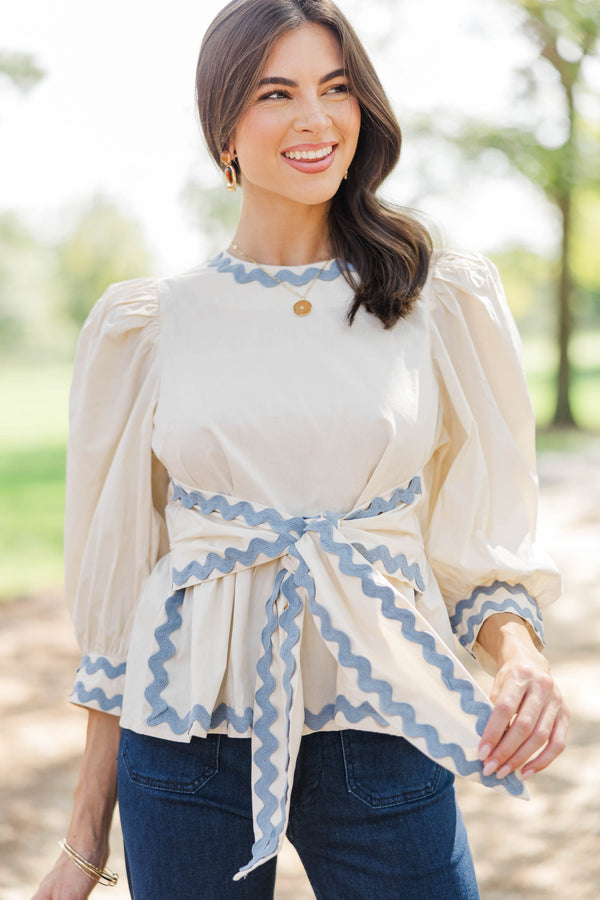 Little By Little Cream Ric Rac Blouse