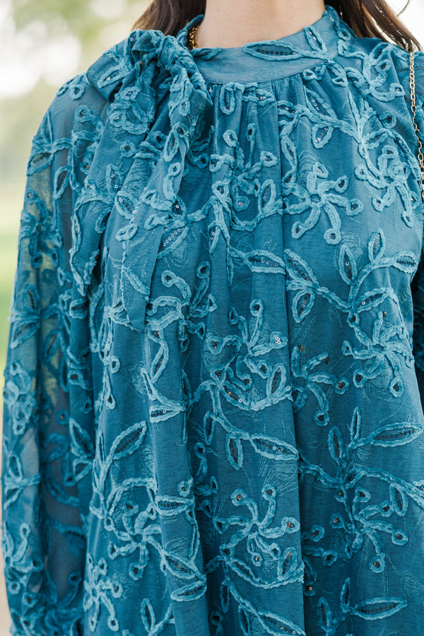 Life Well Loved Teal Textured Dress