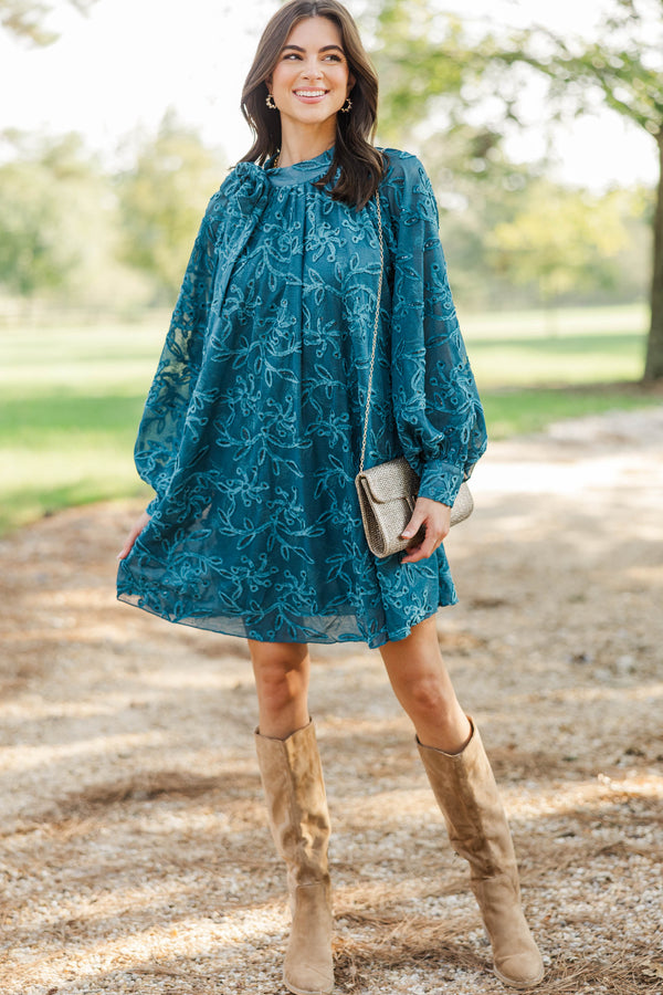 Life Well Loved Teal Textured Dress