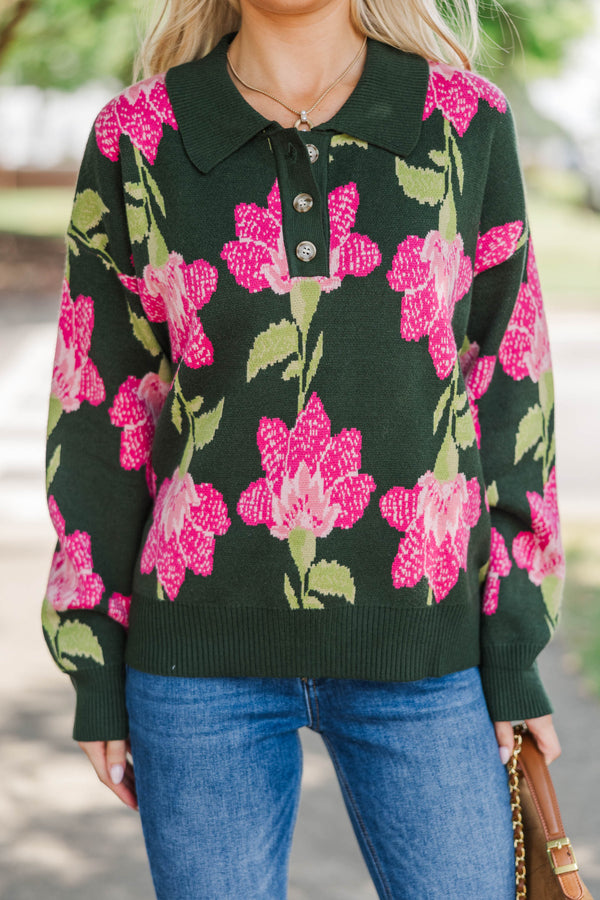 Hidden Joy Emerald Floral Sweater