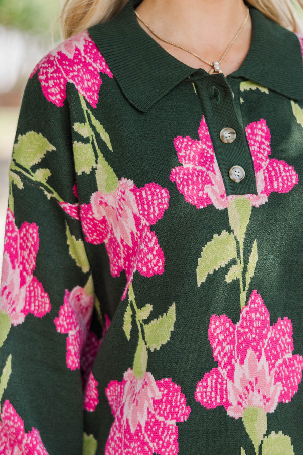 Hidden Joy Emerald Floral Sweater