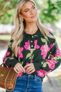 Hidden Joy Emerald Floral Sweater