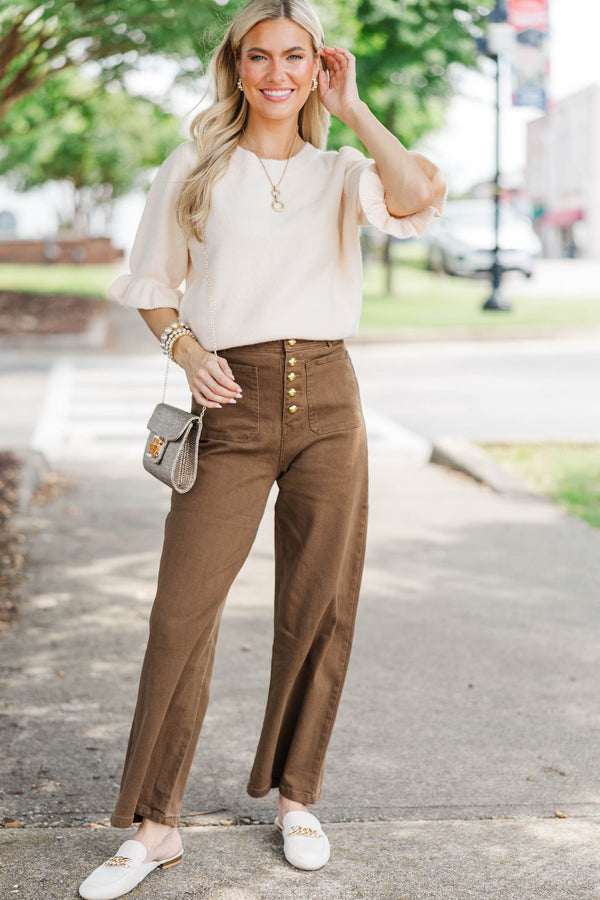 Final Pick Brown Wide Leg Jeans