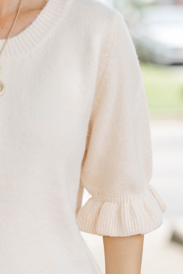 Gathered With Love White Ruffle Sweater