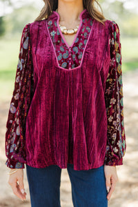 Flourish With Grace Burgundy Floral Blouse