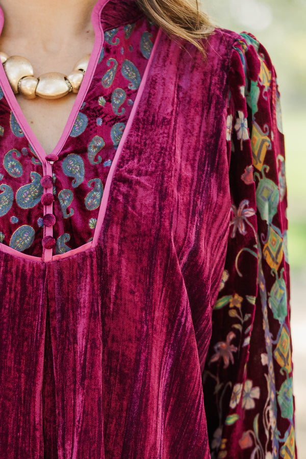 Flourish With Grace Burgundy Floral Blouse