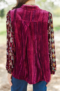 Flourish With Grace Burgundy Floral Blouse