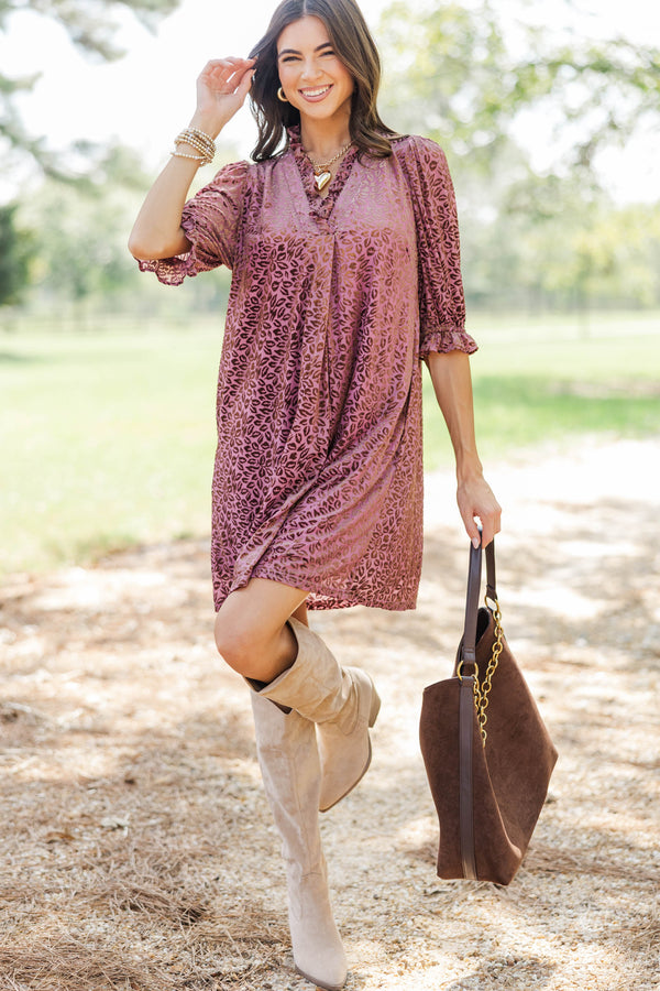 Flourish & Bloom Burgundy Floral Velvet Dress