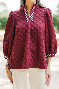 Chasing Autumn Burgundy Textured Blouse