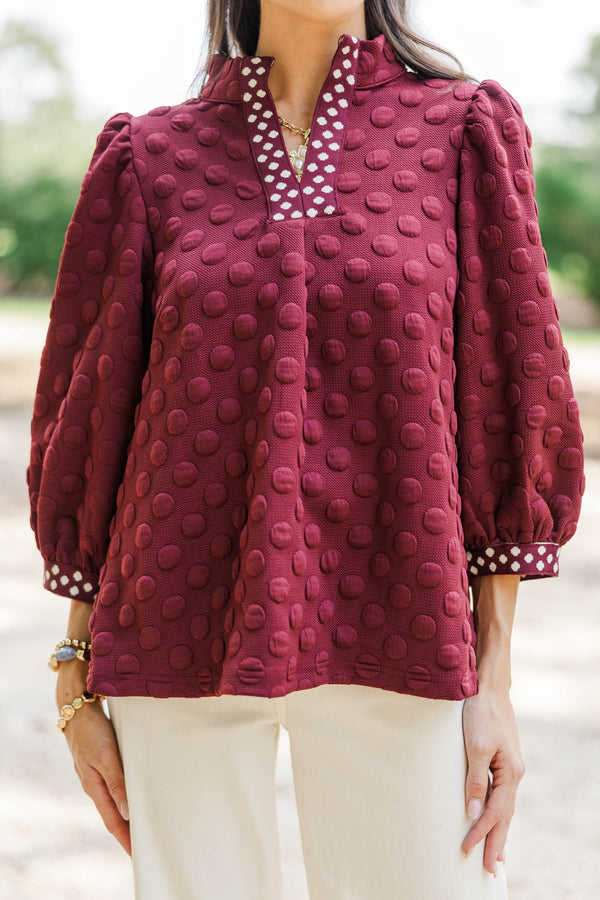 Chasing Autumn Burgundy Textured Blouse