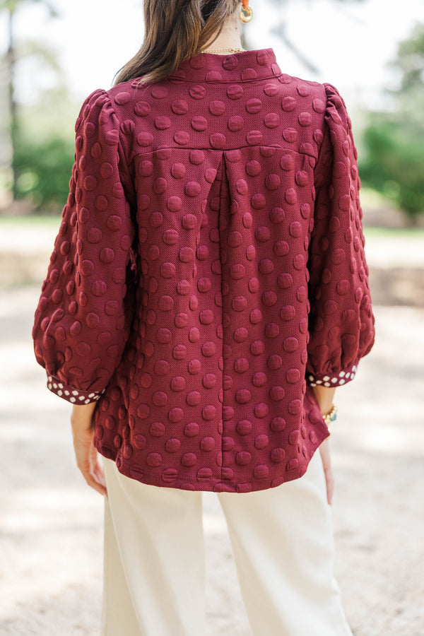 Chasing Autumn Burgundy Textured Blouse