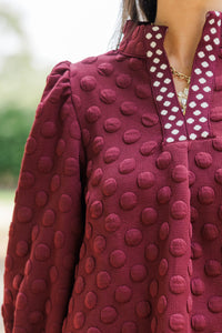 Chasing Autumn Burgundy Textured Blouse