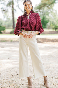 Chasing Autumn Burgundy Textured Blouse