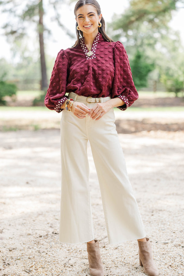 Chasing Autumn Burgundy Textured Blouse